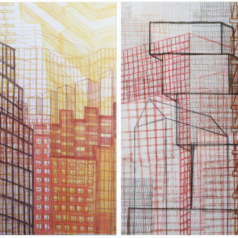 Juxtaposed Expansions 8 & 11, 15.5 x 11.5 inch each, Pastel and ­­water color on acid free paper, 2015